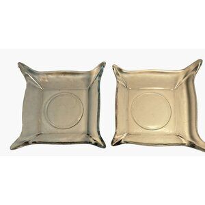 Clear Glass Square Candle Dish Plate Pillar Flower Pot Tray Lot 2